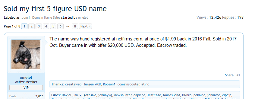 domain name sale